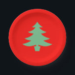Red Green Xmas Christmas Tree 4Helen Paper Plate<br><div class="desc">You will love our sleek Christmas Tree design! Perfect for your Christmas party! Makes an easy cleanup!</div>
