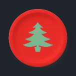 Red Green Xmas Christmas Tree 4Helen Paper Plate<br><div class="desc">You will love our sleek Christmas Tree design! Perfect for your Christmas party! Makes an easy cleanup!</div>