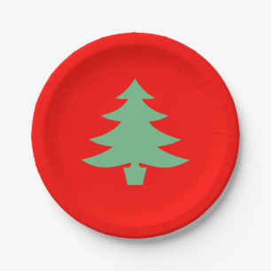 Red Green Xmas Christmas Tree 4Helen Paper Plate
