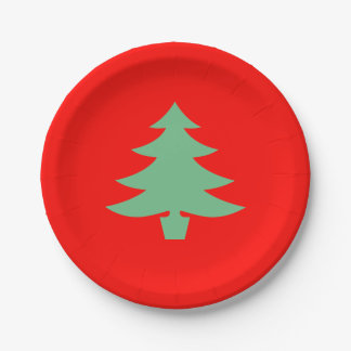Red Green Xmas Christmas Tree 4Helen Paper Plate