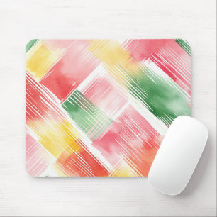 Red Green Yellow Abstract Stripes Mouse Pad
