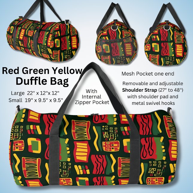 Red Green Yellow Black Abstract Geometric Duffle Bag (Creator Uploaded)