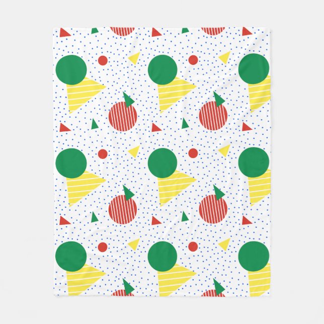Red Green Yellow Blue Circle Triangle Dot Pattern Fleece Blanket (Front)