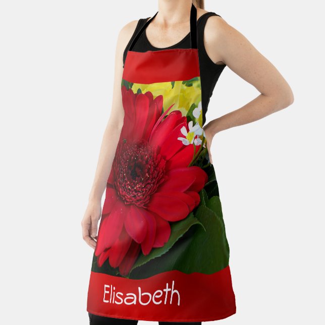red, green, yellow, white, flower, bloom, gerbera, apron (Insitu)