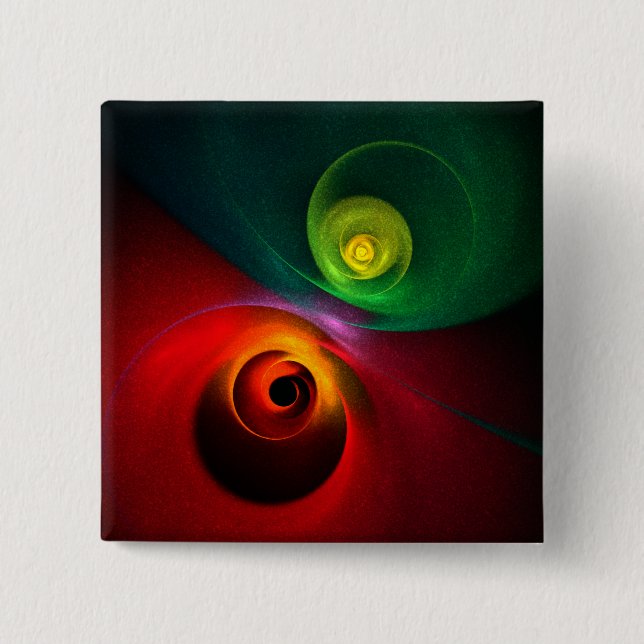Red Green Yin Yang Modern Abstract Art Pattern #20 15 Cm Square Badge (Front)