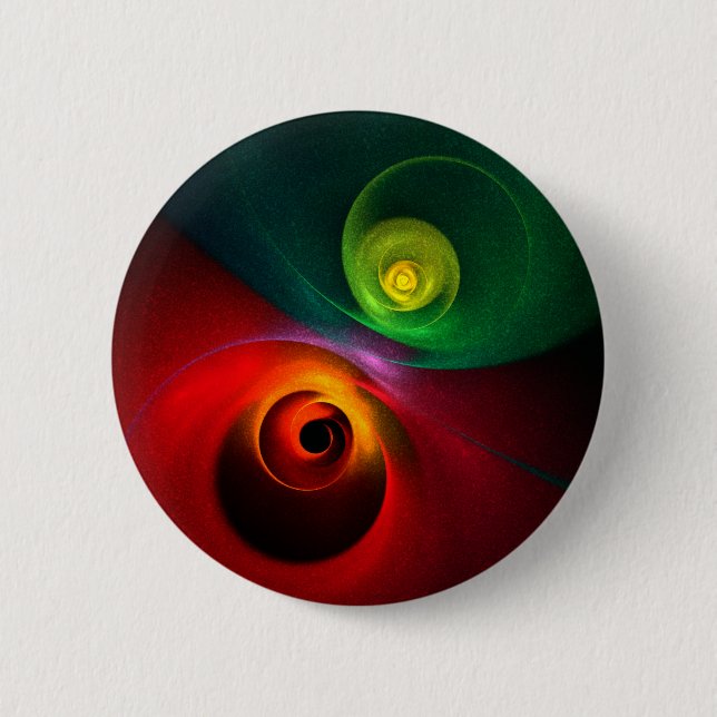 Red Green Yin Yang Modern Abstract Art Pattern #20 6 Cm Round Badge (Front)