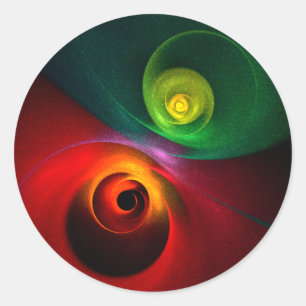 Red Green Yin Yang Modern Abstract Art Pattern #20 Classic Round Sticker
