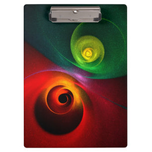 Red Green Yin Yang Modern Abstract Art Pattern #20 Clipboard