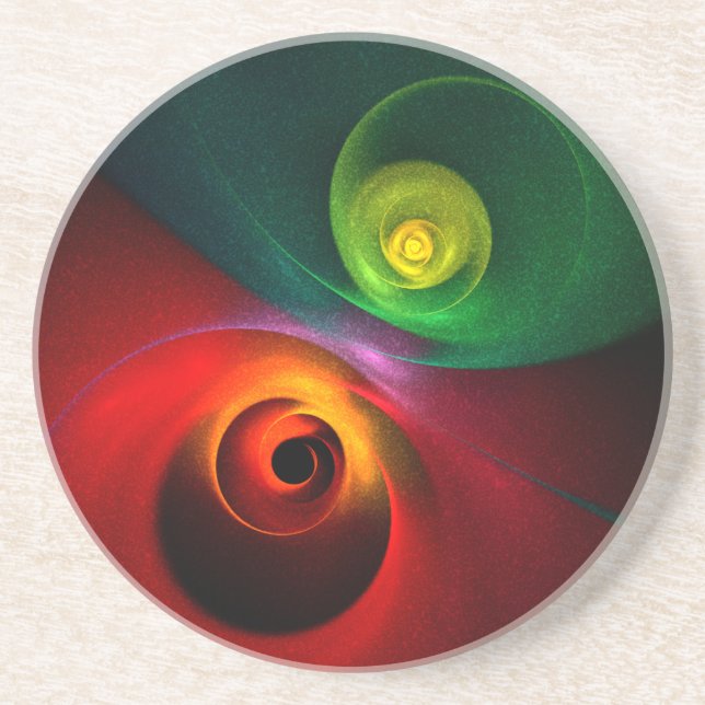 Red Green Yin Yang Modern Abstract Art Pattern #20 Coaster (Front)