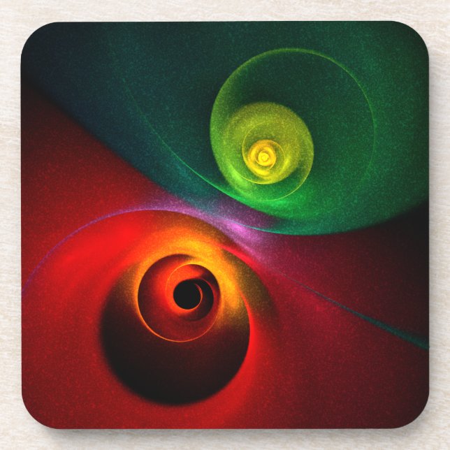 Red Green Yin Yang Modern Abstract Art Pattern #20 Coaster (Front)
