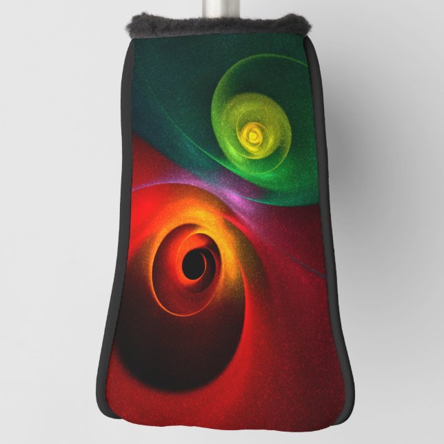 Red Green Yin Yang Modern Abstract Art Pattern #20 Golf Head Cover (Rotate 90)
