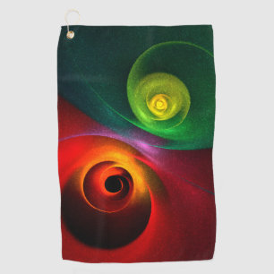 Red Green Yin Yang Modern Abstract Art Pattern #20 Golf Towel