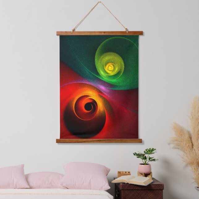 Red Green Yin Yang Modern Abstract Art Pattern #20 Hanging Tapestry (Bedroom)