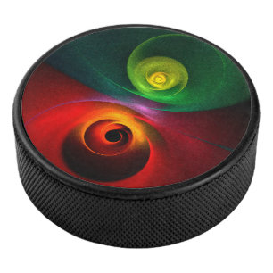 Red Green Yin Yang Modern Abstract Art Pattern #20 Hockey Puck