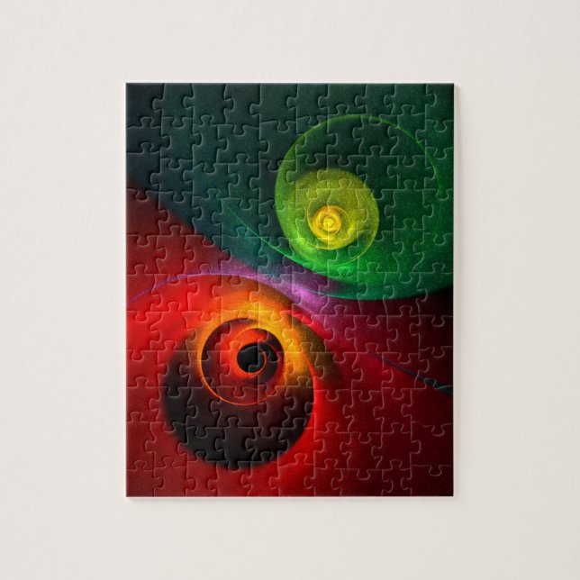 Red Green Yin Yang Modern Abstract Art Pattern #20 Jigsaw Puzzle (Vertical)