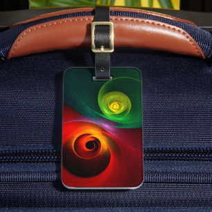 Red Green Yin Yang Modern Abstract Art Pattern #20 Luggage Tag