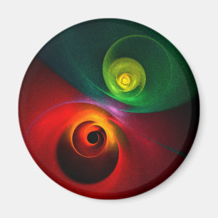 Red Green Yin Yang Modern Abstract Art Pattern #20 Magnet