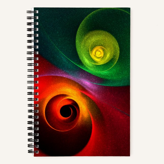 Red Green Yin Yang Modern Abstract Art Pattern #20 Notebook (Front)