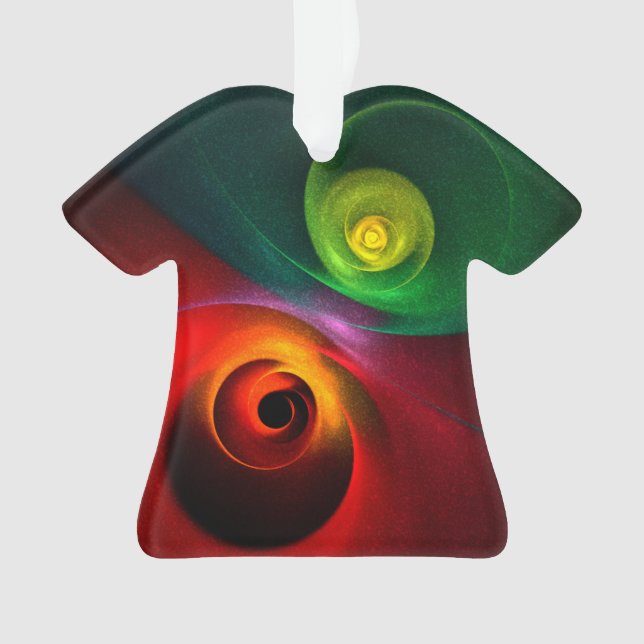 Red Green Yin Yang Modern Abstract Art Pattern #20 Ornament (Front)
