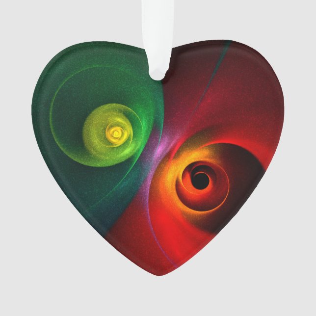 Red Green Yin Yang Modern Abstract Art Pattern #20 Ornament (Front)