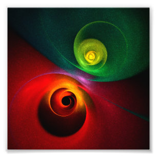 Red Green Yin Yang Modern Abstract Art Pattern #20 Photo Print