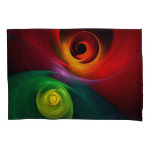 Red Green Yin Yang Modern Abstract Art Pattern #20 Pillowcase