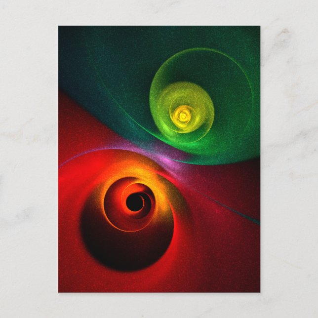 Red Green Yin Yang Modern Abstract Art Pattern #20 Postcard (Front)