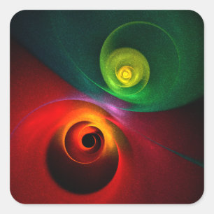 Red Green Yin Yang Modern Abstract Art Pattern #20 Square Sticker