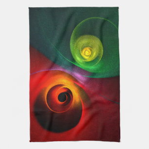 Red Green Yin Yang Modern Abstract Art Pattern #20 Tea Towel