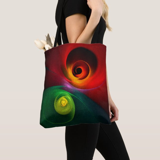 Red Green Yin Yang Modern Abstract Art Pattern #20 Tote Bag (Close Up)