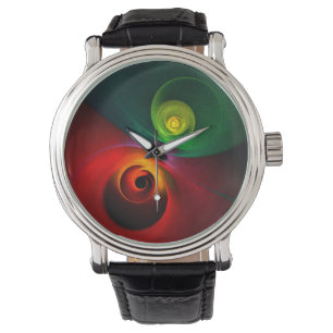 Red Green Yin Yang Modern Abstract Art Pattern #20 Watch