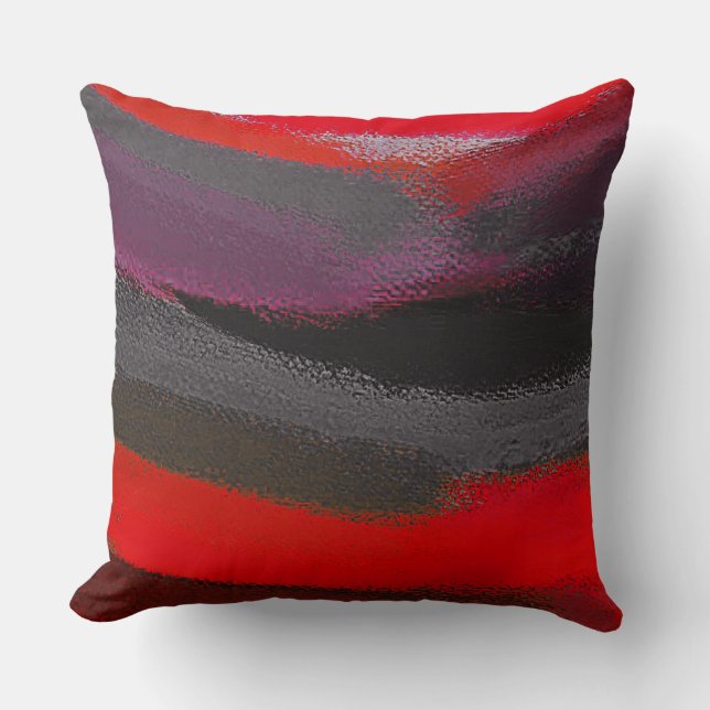 Red Grey Abstract Cushion (Front)