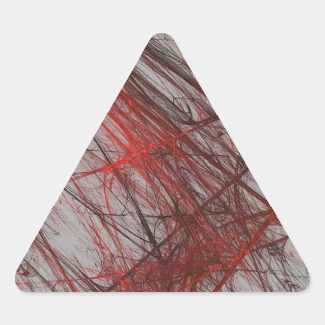Red Grey Abstract Fractal Triangle Sticker (Front)