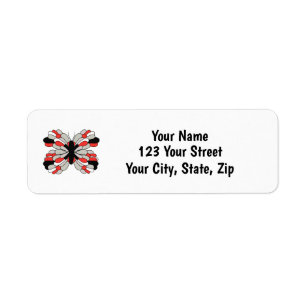 Red Grey and Black Butterfly Address Label