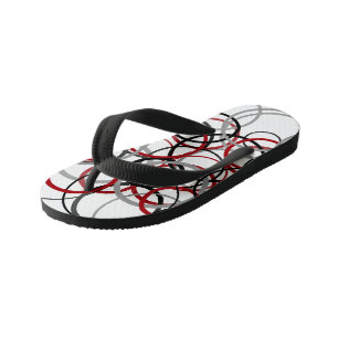Red, Grey and Black Circles Kid's Jandals