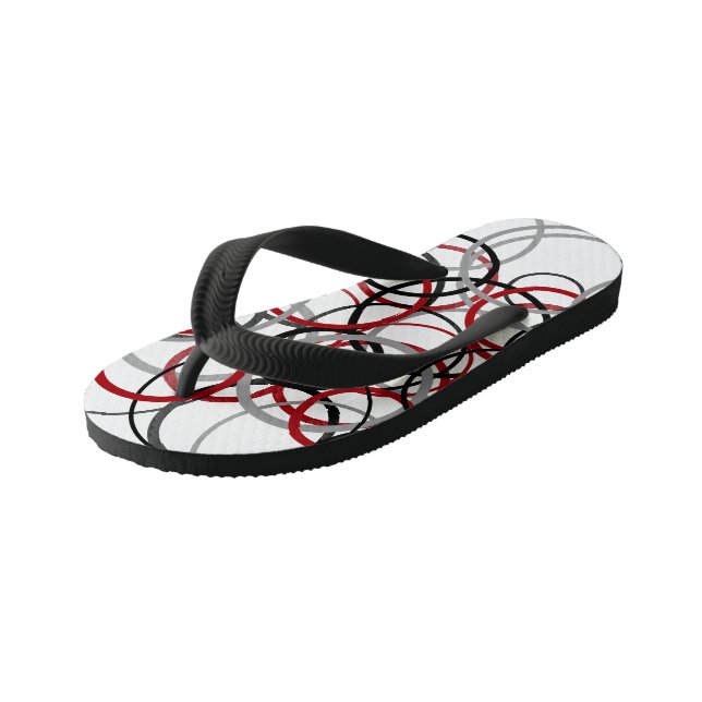 Red, Grey and Black Circles     Kid's Jandals (Angled)