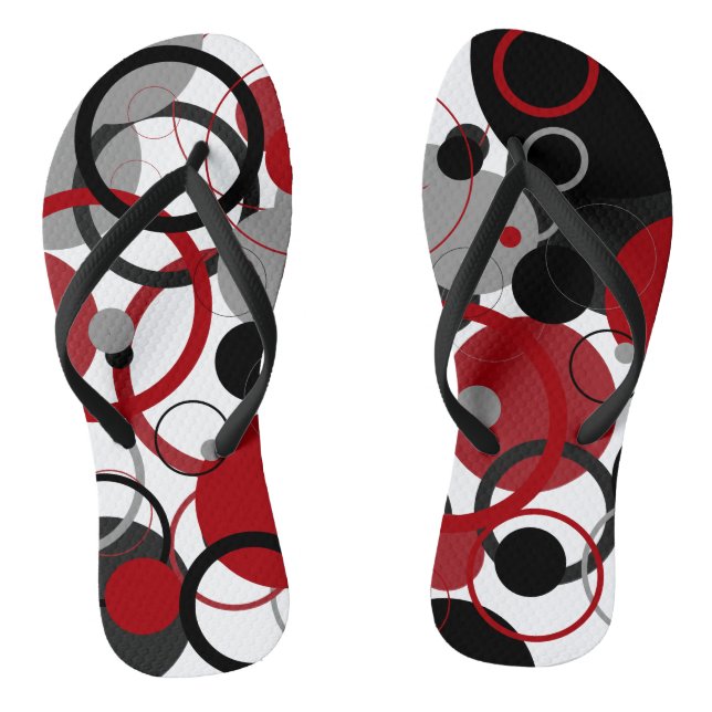 Red, Grey and Black Dots    Jandals (Footbed)