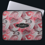 Red Grey and Black Paisley Pattern with Monogram Laptop Sleeve<br><div class="desc">A beautiful colour combination in this red,  grey and black paisley pattern. Edit the custom monogram with your name or other text.</div>