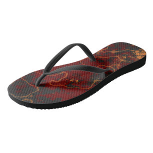 Red, grey and orange Abstract Jandals