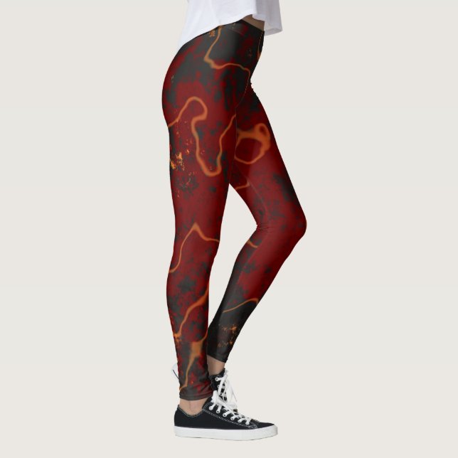 Red, grey and orange Abstract Leggings (Right)