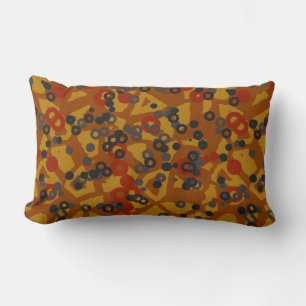 Red Grey and Orange Geometric abstract Lumbar Cushion