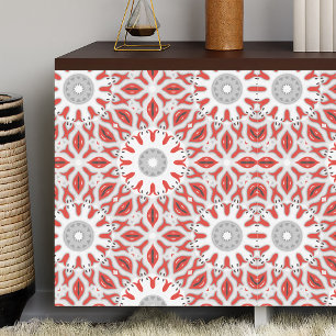 Red Grey and White Ethnic Oriental Boho Pattern Tissue Paper
