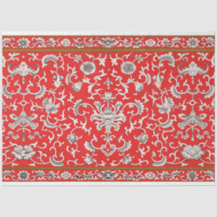 Red, grey and white floral decoupage paper