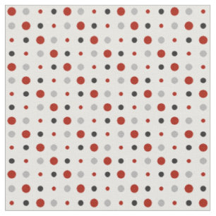 Red, Grey and White Polka dots Fabric