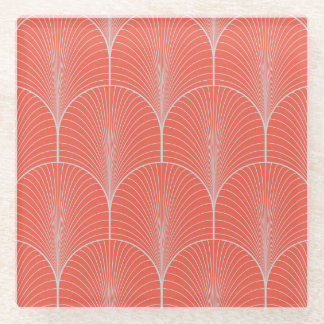Red-grey art deco, vintage wallpaper. glass coaster