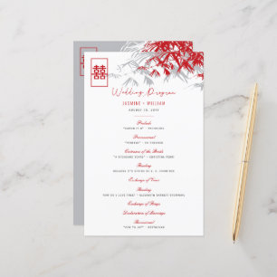 Red/Grey Bamboo Leaves Chinese Wedding Program
