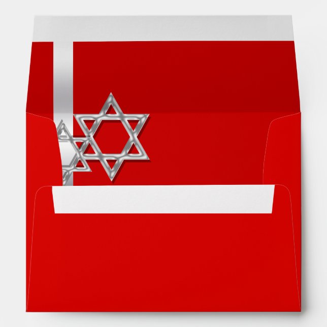 Red grey bar mitzvah ENVELOPE (Back (Bottom))