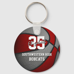 red grey basketball team colours key ring