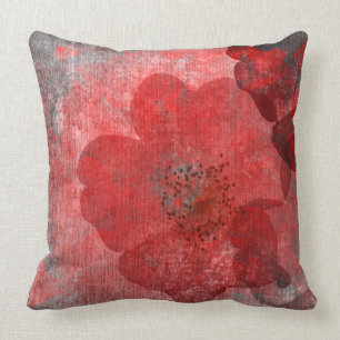 Red grey Black Grunge Digital Graphic Art Design Cushion