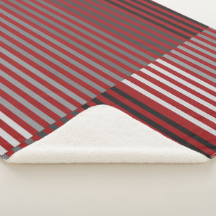 Red, Grey, Black, White Stripes Sherpa Blanket